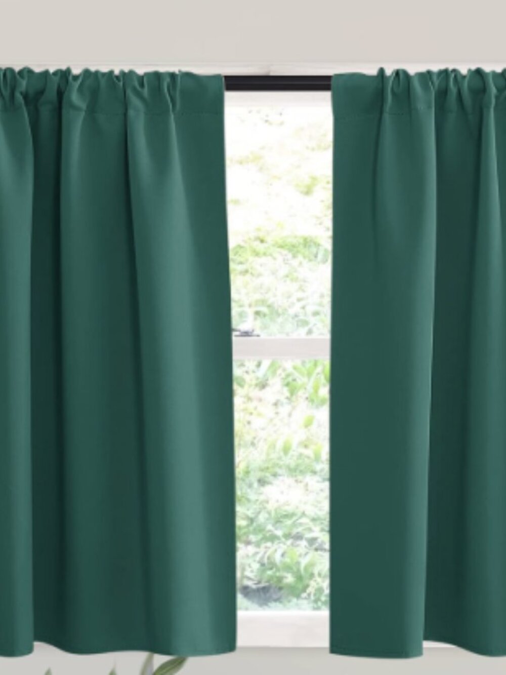 RYB HOME Short Hunter Green Blackout Curtains W42 x L36, 2 Panels